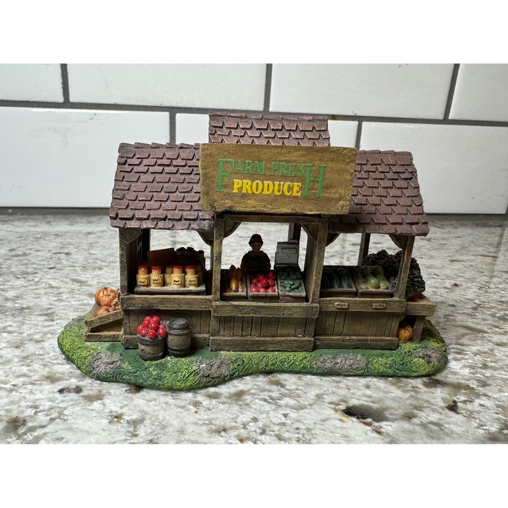 Hawthorne Miniatures 1996 Farm Fresh Produce Stand Figurine 90038 Rustic Village
